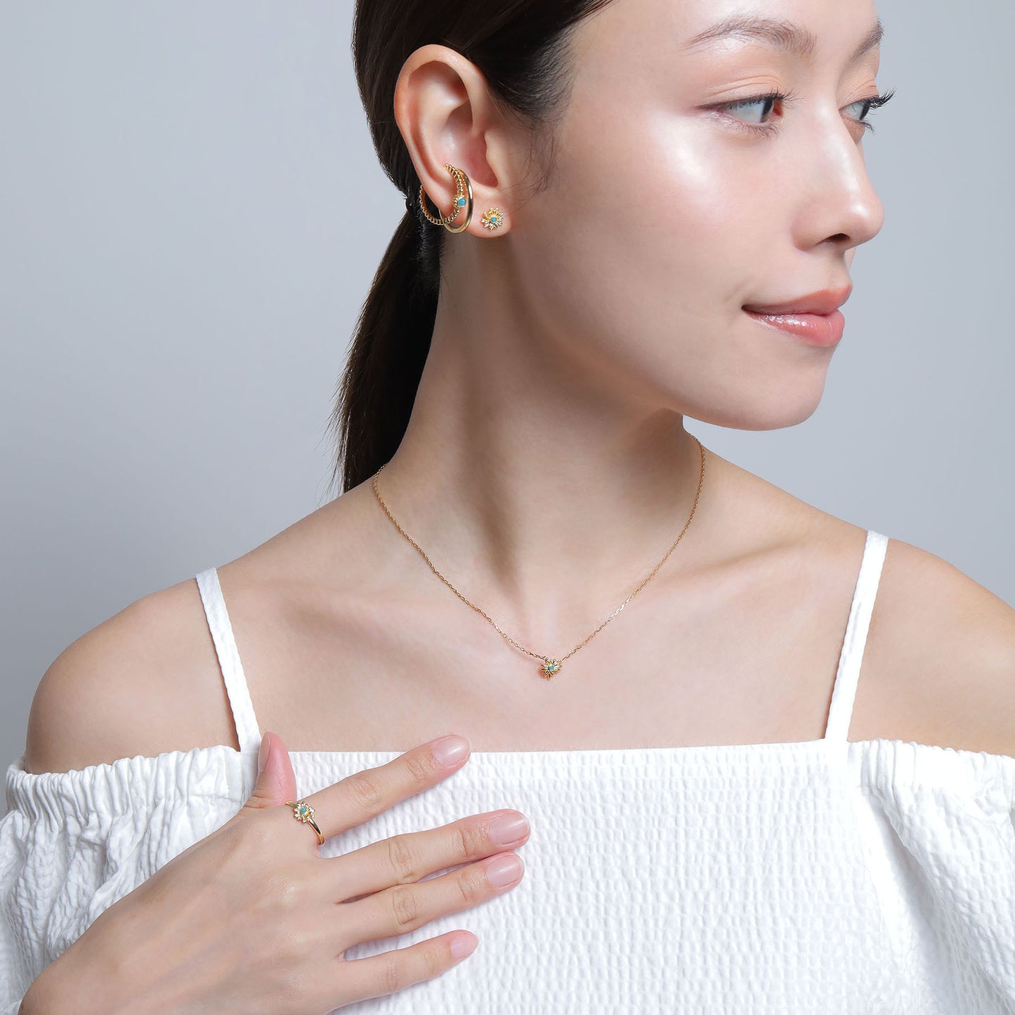 《Necklace》Blue Petal Bloom|Glod (Luxe)