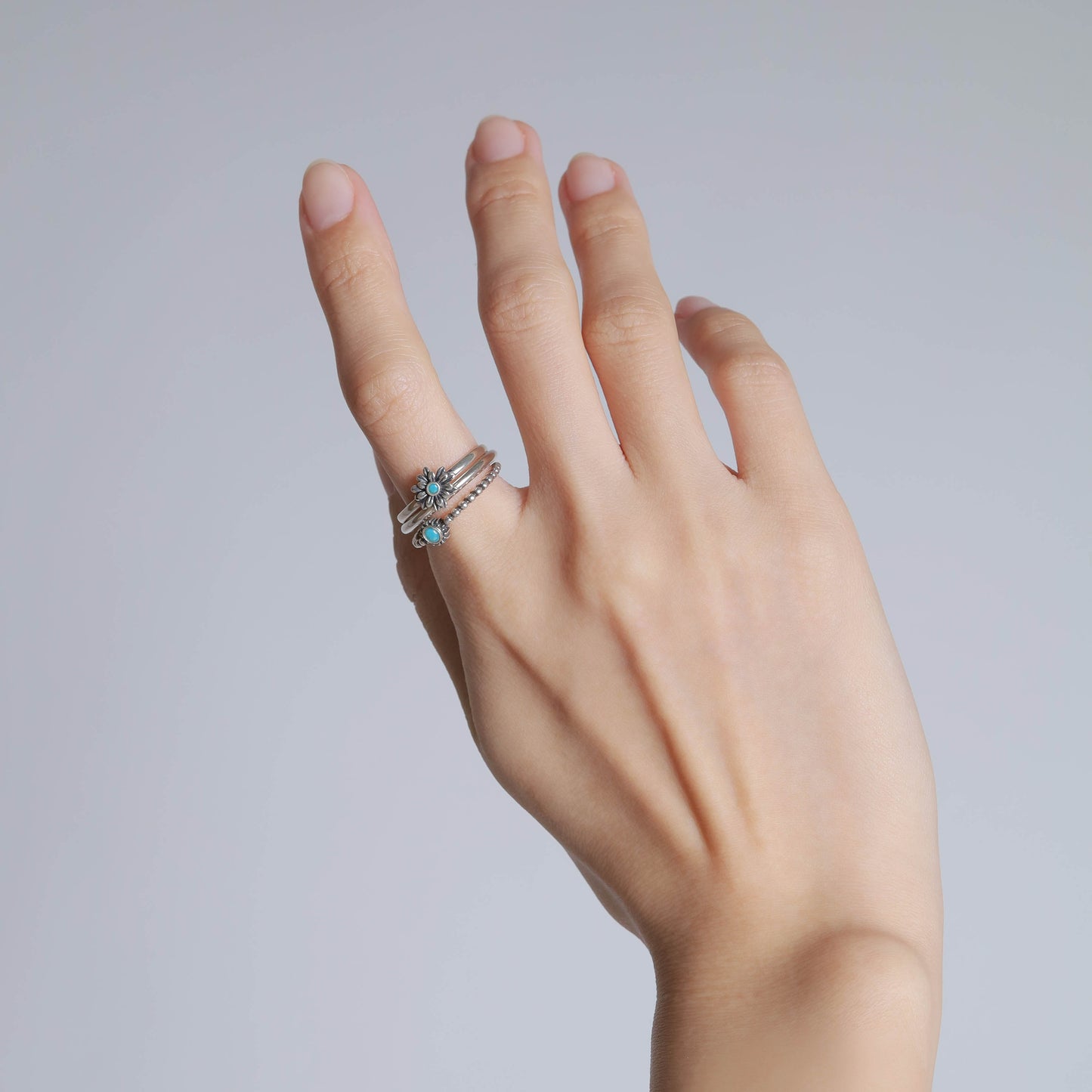 《Earcuffring》 Twilight Flower Set |Silver(Casual)