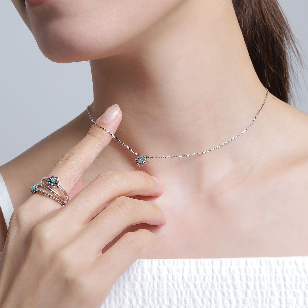 《Wish To Flower》Bracelet&Ring Set|Silver(Luxe)