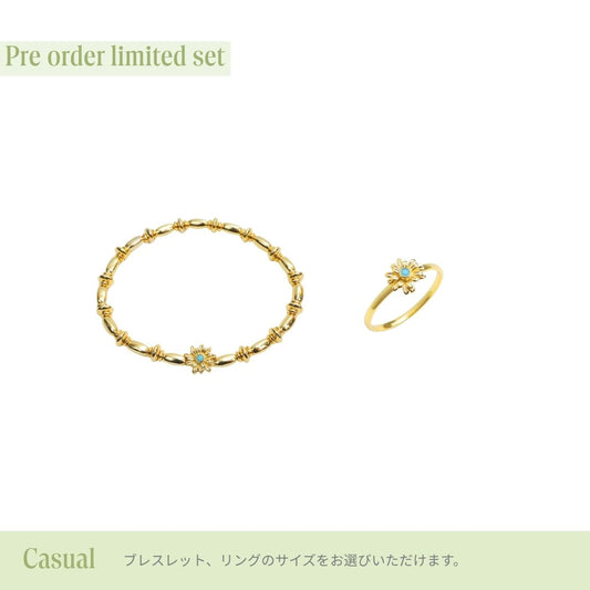 《Wish To Flower》Bracelet＆Ring Set｜Gold（Casual）