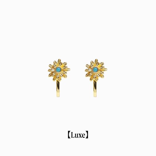 《Clip-on earrings》Blue Bloom  ｜Gold　（Luxe)
