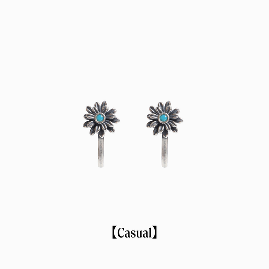 《Clip-on earrings》Blue Bloom  ｜Silver　（Casual）