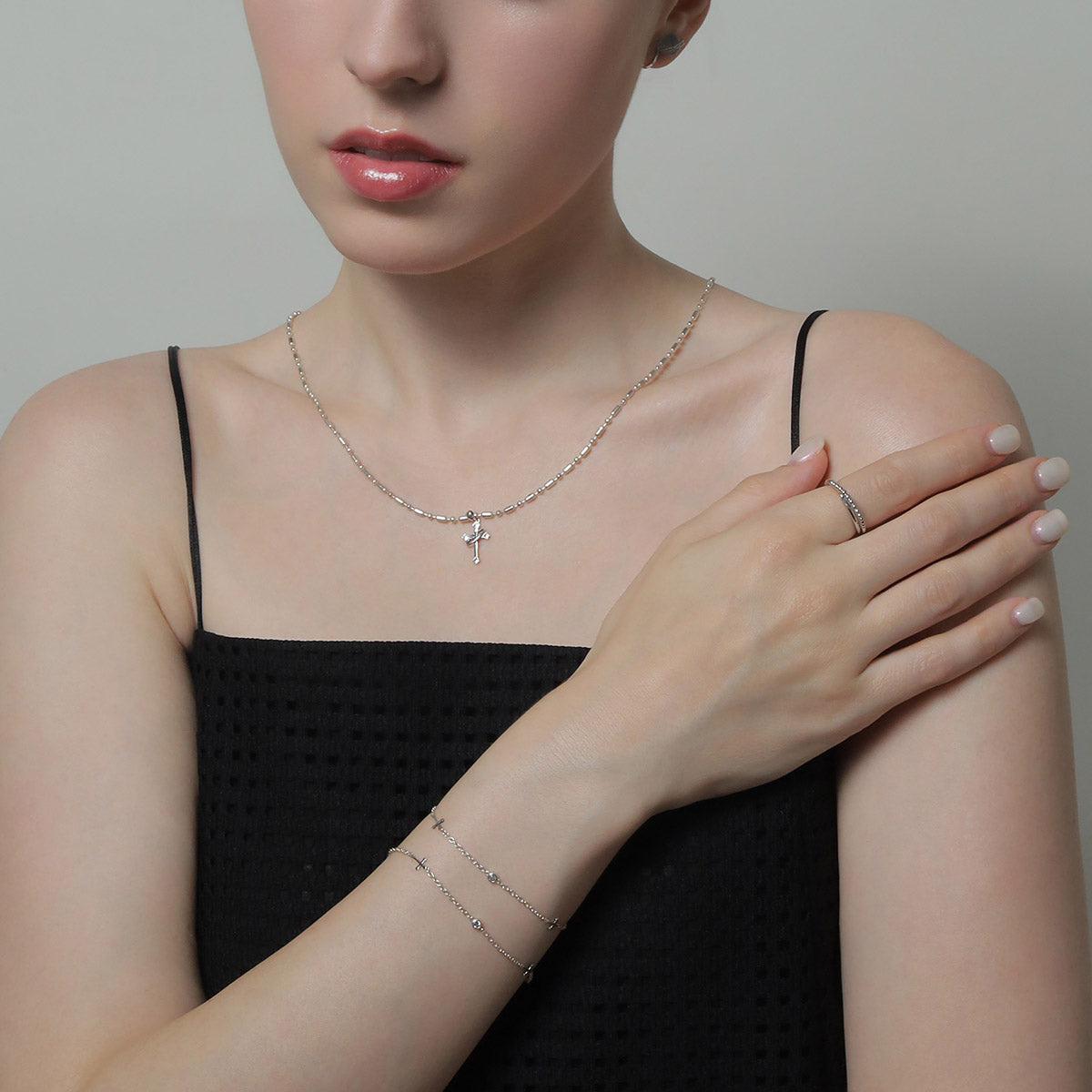 《Necklace》Cross Orbit｜Silver　（Casual）