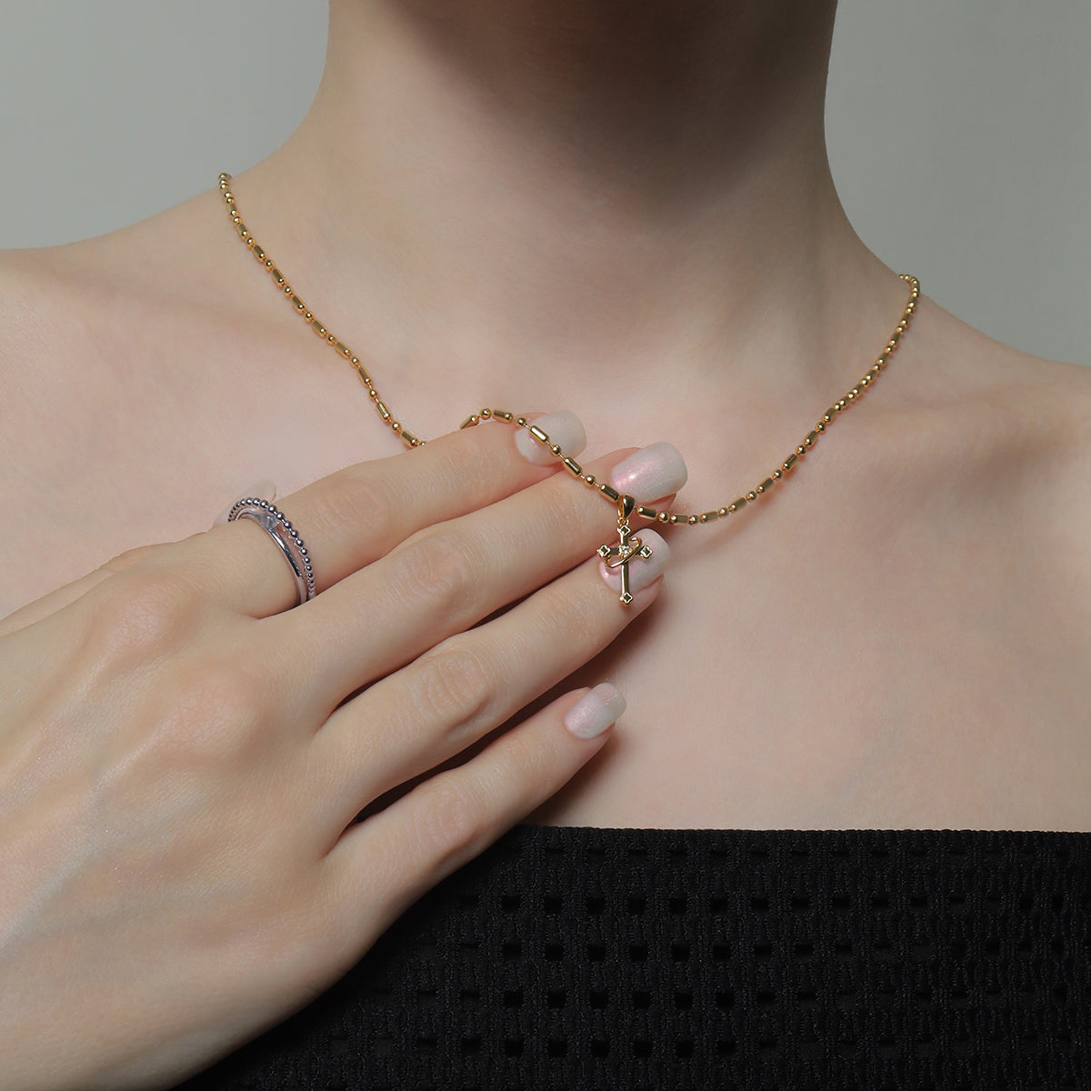 《Necklace》Cross Orbit｜Gold　（Luxe）