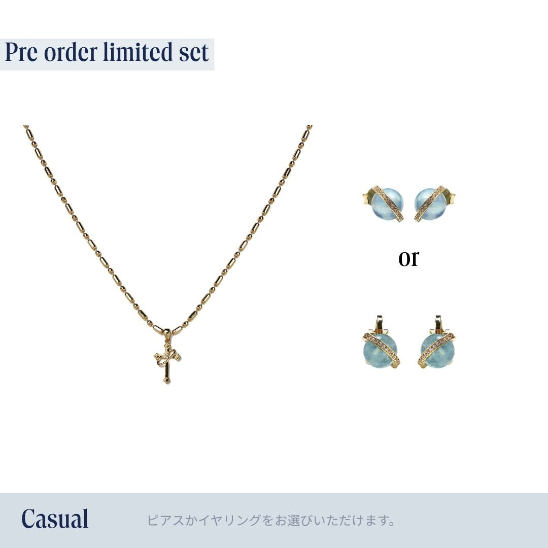 《Grace of Planet》Necklace＆Ear Items Set ｜Gold（Casual）