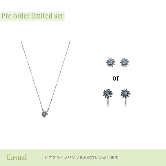 《Wish To Flower》Necklace＆Ear Items Set ｜Silver（Casual）