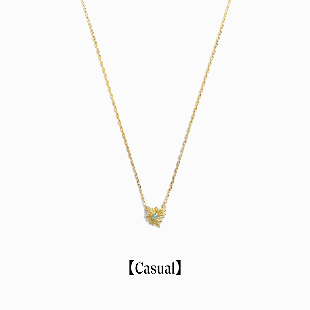 《Necklace》Blue Petal Bloom｜Glod （Casual）