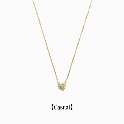 《Necklace》Blue Petal Bloom｜Glod （Casual）