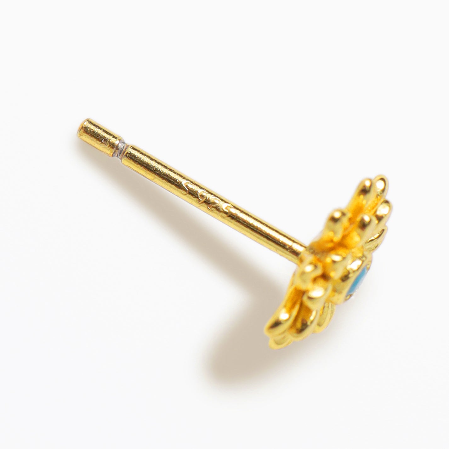 《穿孔耳環》藍色綻放｜金色（奢華款）