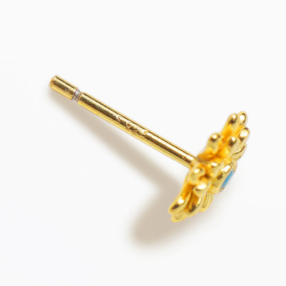 《穿孔耳環》藍色綻放｜金色（奢華款）