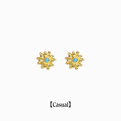 《Pierced earrings》Blue Bloom ｜Gold　（Casual）
