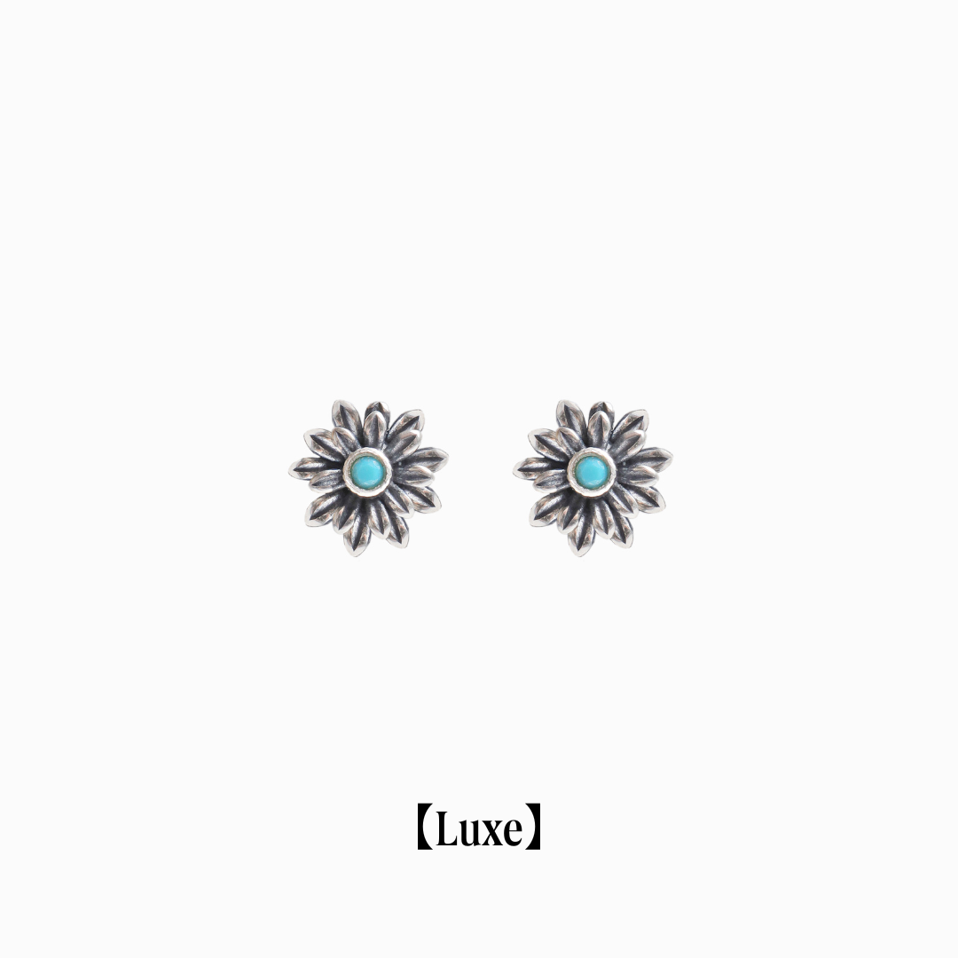 《Pierced earrings》Blue Bloom ｜Silver　（Luxe)