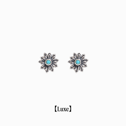 《Pierced earrings》Blue Bloom ｜Silver　（Luxe)